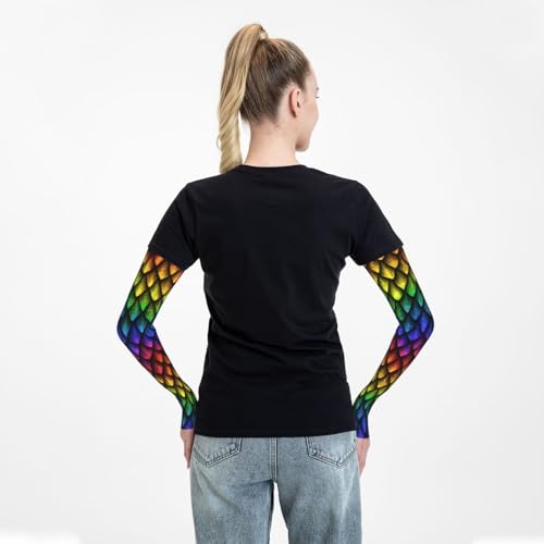 Cooling Arm Sleeves Cover Summer Sun Protection Arm Sleeves For Men Women Baseball Cycling Golf Running - color: Dragon Scale Animal Skin 16