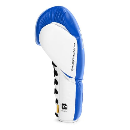 Everlast Powerlock OG Pro Boxing Gloves | Lace Up Fight Gloves - color: Blue/White, size: 10oz X-Large