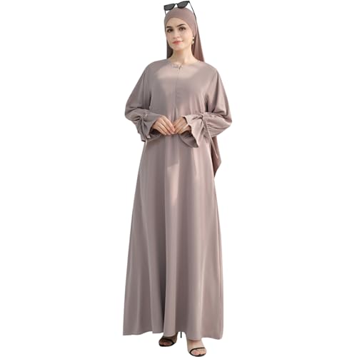 khalat Women's Muslim Kaftan Abaya Dress Eid Prayer Dress for Women Islamic Daily Dress Smooth Flowy Muslim Women Clothes - color: Taro, size: Medium