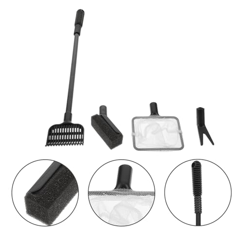 FOMIYES Fish Tank Cleaning Brush Set Aquarium Cleaning Tools with Long Handle Sponge Scrubber Gravel Rake Net and Plant Fork for Aquarium Maintenance
