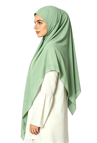 Lina & Lily Premium Chiffon Hijab Head Scarf Shawl Wrap for Muslim Women Square 58'' x 58'' - color: Mint Green