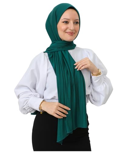 Prien Hijab for Women Viscose Scarf Lightweight Muslim Hijabs Long Shawl Islamic Scarves Turkey Silk Headscarf for Womens - color: Emerald