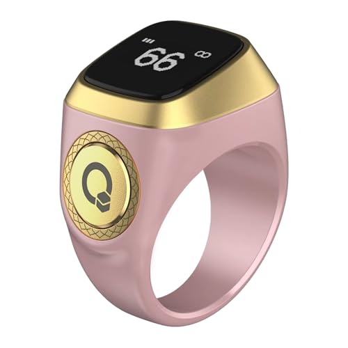 Smart Tasbih Zikr Ring, 20mm Muslim Digital Azan Alarm Clock, Tasbih Counter Smart Ring (Pink) - color: Pink