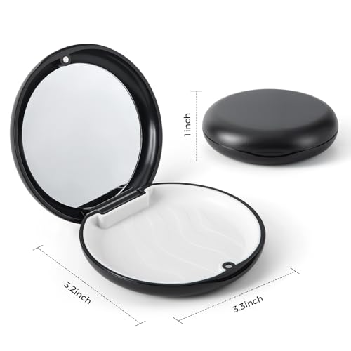 JMU Retainer Case, Mouth Guard Case with Mirror, Black - color: Black