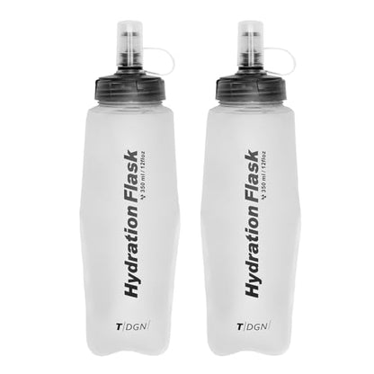 TRIWONDER Running Water Bottle Handheld Plastic Flask Hydration Vest Packs Waist Belt Replacement for Runners Marathon Cycling Hiking - color: 03 Soft Flasks - White - 350ml/11.83oz - 2 Packs
