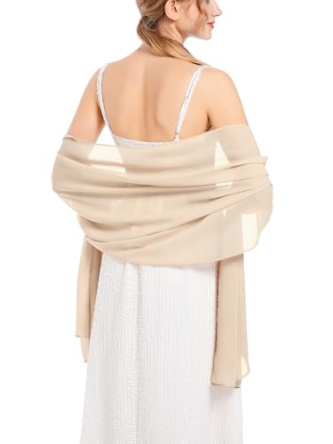 Shawls and Wraps Soft Chiffon Scarve Scarf For Evening Party Dresses Wedding Stole - color: Champagne1