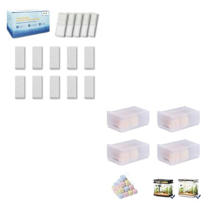 15 Pcs Fish Tank Aquarium Top Fin Filter Cartridge & 4-Box Bio Filter Media Module