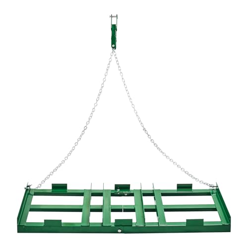 VEVOR Drag Harrow, 4 ft Heavy Duty Tow Behind Drag Harrow with Adjustable Bars & 72 in Chain, Driveway Grader Landscape Rake for ATV, UTV, Tractor, Mower Tow Behind Yard Lawn Leveling Tool - size: 4 FT- Green