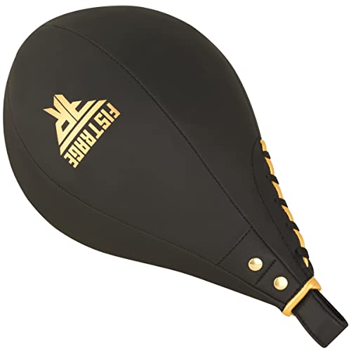 FISTRAGE Speed Ball Boxing Leather MMA Muay Thai Training Punching Dodge Striking Bag Kit Hanging Swivel Workout Speedball Kicking Platform (Golden)