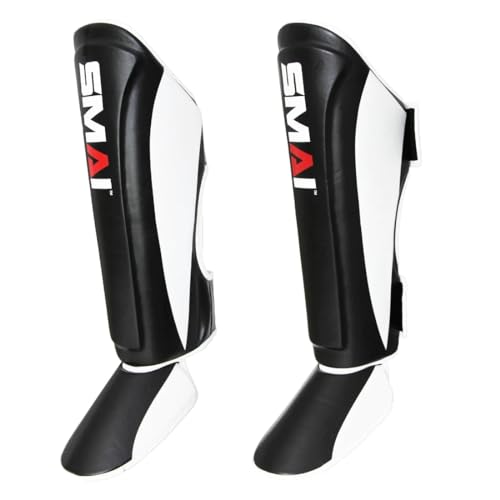 SMAI Thai MMA Kickboxing Guards for Men, Women, Kids with Comfortable, Durable, Impact Resistant, Ankle Support Shin Shields & Foot Protector a Pro-Grade Martial Arts Equipment. - size: X-Large