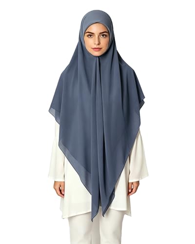 Lina & Lily Premium Chiffon Hijab Head Scarf Shawl Wrap for Muslim Women Square 58'' x 58'' - color: Slate Gray