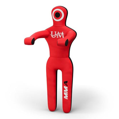 UM Supplies Premium Grappling Wrestling Multipurpose Dummy for MMA, BJJ, Judo, Karate, Jiu Jitsu | Unmatched Quality PC Fabric - (Unfilled) (Red, 5FT)