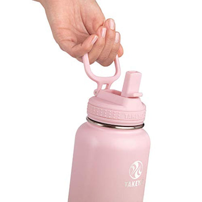 Takeya 24 oz Actives Stainless Steel Water Bottle with Straw Lid – Leakproof, Double-Wall Insulated, Keeps Drinks Cold 24 hrs/Hot 12 hrs, BPA-Free, Powder-Coated, Gym & Travel, Blush - color: Blush, size: 24 Ounces