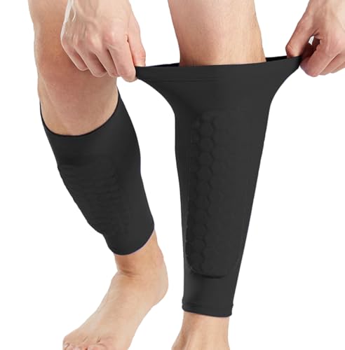 2 Pack Soccer Shin Guards Soccer Adult, Soccer Shin Guards for Kids Soccer Shin Pad with Honeycomb Pads, Shin Defender Shin Guard Sleeves, Ski Shin Guards Ski Shin Pads - color: Black, size: Large