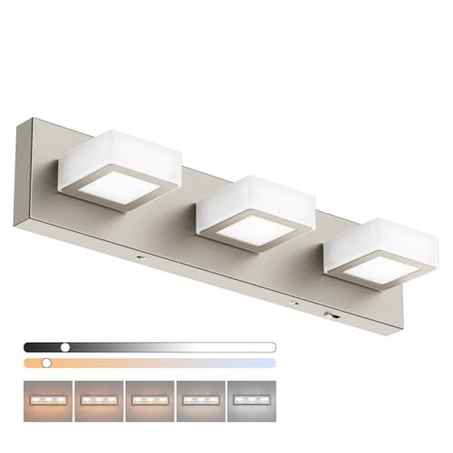 Ralbay 5 Color Temperature Brushed Nickel Bathroom Vanity Lights Dimmable Acrylic Modern LED Bathroom Wall Lighting Fixtures Brushed Nickel - color: Brushed Nickel-5 CCT, size: 20 inch