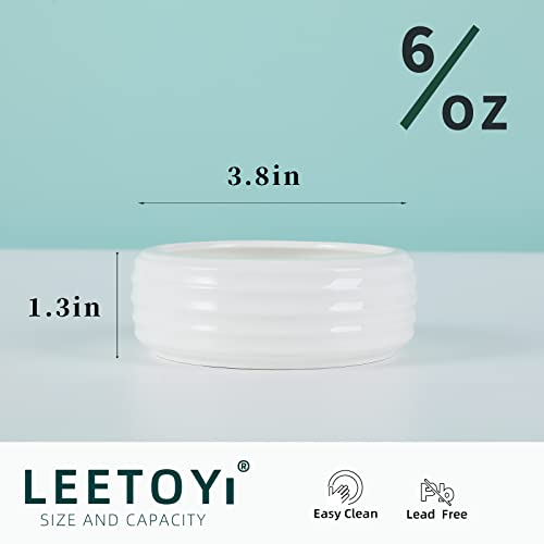 Reptile Food Bowls Ceramic Round Reptile Water Food Dish, Pet Food Bowl for Lizards, Small Snakes, Young Bearded Dragons, Gecko Tortoise Spider (White, Medium-1Pack)