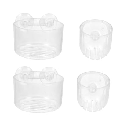 TOYANDONA 4pcs Aquarium Feeding Cups with Suction Cups Acrylic Fish and Shrimp Feeders for Aquarium and Oval Shape Fish Feeding Supply and Aquatic Pets
