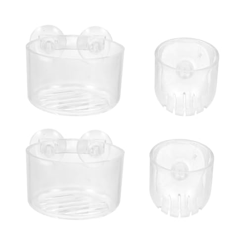TOYANDONA 4pcs Aquarium Feeding Cups with Suction Cups Acrylic Fish and Shrimp Feeders for Aquarium and Oval Shape Fish Feeding Supply and Aquatic Pets