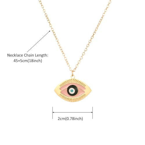 Stainless Steel Hebrew CHAI Necklace | Hand of Fatima Pendant | Turkish Evil Eye Charm | Israel Map Blessing Necklace | Protection Jewelry for Women men Include a Gift Box - color: Gold-Eye-1254