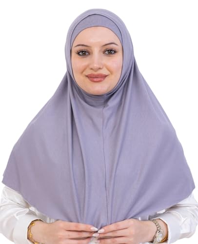 Prien Instant Hijab For Women, Muslim Long Scarf, Undercap Turban Set, Turkish Islamic Clothing, Prayer Clothes For Abaya - color: Grey