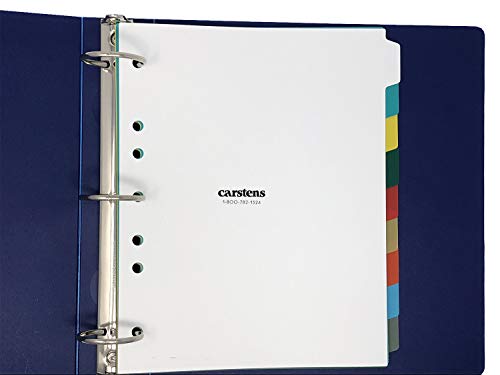Carstens Heavy Duty Plastic Dividers, 9-Tab, Multi-Color, Blank, for Side-Opening 3-Ring Binders, 1 Set - size: 9-Tab