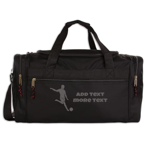 Personalized Sport Deluxe Duffel Bag With Custom Name & Text - Soccer - color: Black, style: Soccer 21 Inch