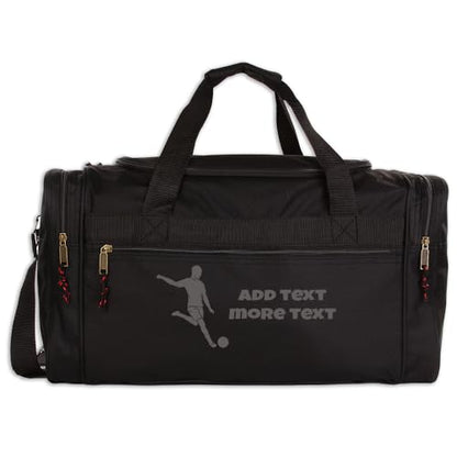 Personalized Sport Deluxe Duffel Bag With Custom Name & Text - Soccer - color: Black, style: Soccer 21 Inch