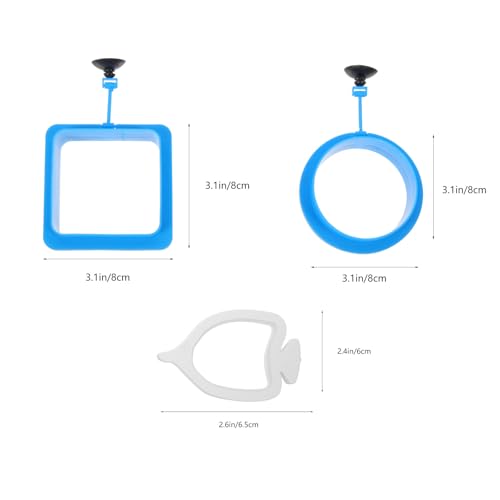 STOBAZA 3pcs Aquarium Fish Feeder Rings Floating Fish Food Dispenser Circles Reusable Blue Thickened Square Round Feeding Rings for Tanks and Betta Aquariums