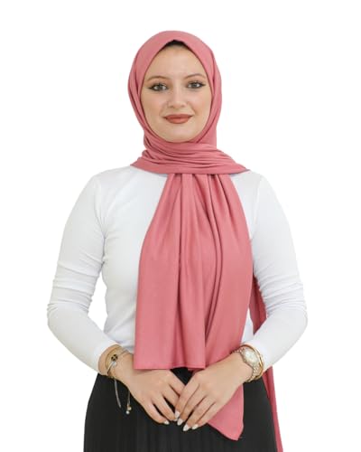Prien Hijab for Women Viscose Scarf Lightweight Muslim Hijabs Long Shawl Islamic Scarves Turkey Silk Headscarf for Womens - color: Dusty Rose