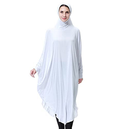 khalat Women's One-Piece Muslim Abaya Dress Large Overhead Prayer Ramadan Long Hijab Dress - color: White, size: Medium