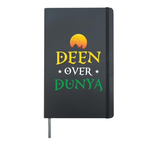 Deen Over Dunya Islam Faith Muslim Ramadan Islamic Hardcover Journal, Black