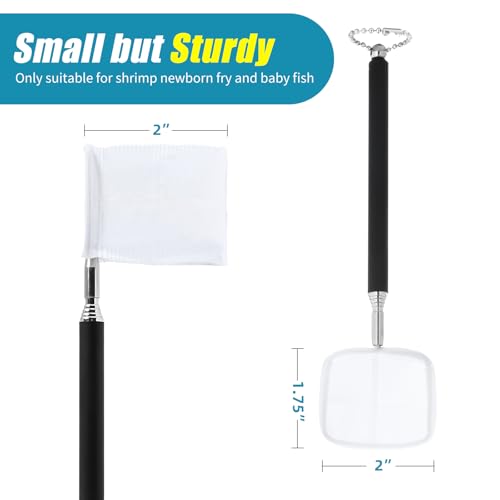 AQUANEAT Small Fish Tank Shrimp Net, Aquarium Debris Cleaning Tools, with Extendable Handle - size: 2 Inch