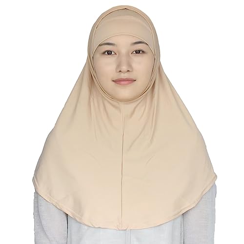 Women's Muslim Hijab Al-Amira Hijabs 2 Pieces with Tube Underscarf Cap Instant Soft Scarf - color: Khaki
