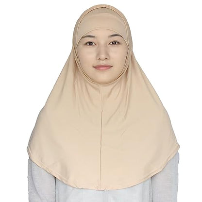 Women's Muslim Hijab Al-Amira Hijabs 2 Pieces with Tube Underscarf Cap Instant Soft Scarf - color: Khaki