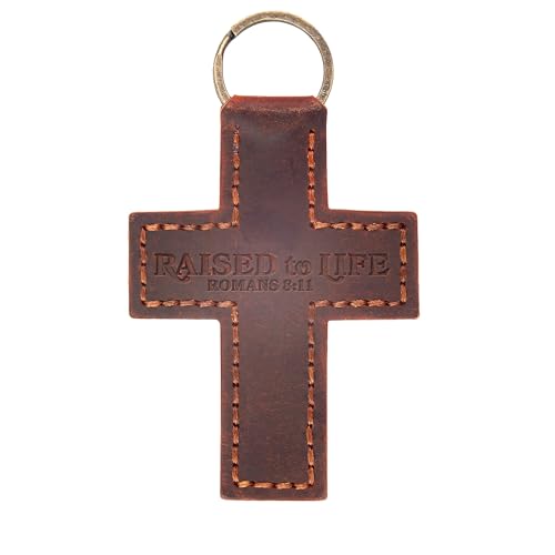 Logos Trading Post Leather Keychain - Hand-Stitched Genuine Cowhide Leather Keychain Strap - color: Raised to Life