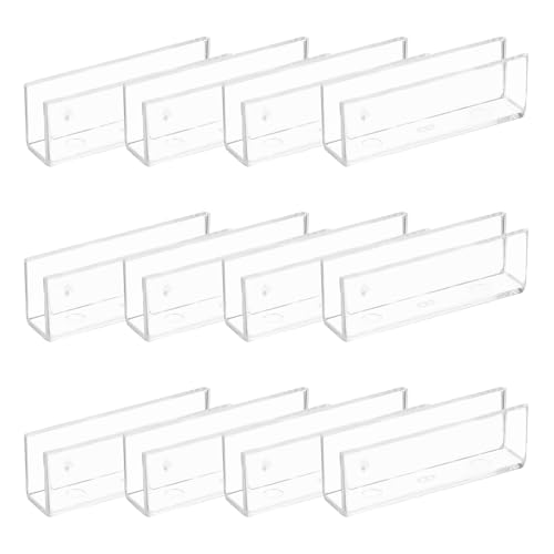 uxcell 12Pcs Plastic Glass Connector, Suitable for 8mm Thick 180 Degree Glass to Glass Clamp, Fixing Bracket Rimless Clip Holder for Aquarium Fish Tank Display Shelves, Transparent - color: Transparent, size: 8mm