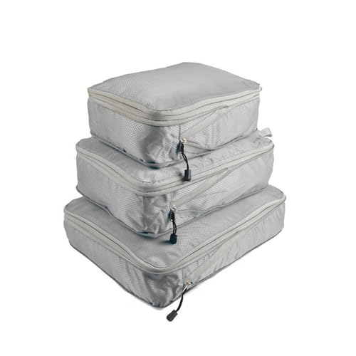 3 - Piece Travel Storage Organizer Set | Water - Resistant Nylon Luggage Pouches for Clothes, Underwear & Small Items | Compact Sorting Bags for Business Trips & Vacations(Gray) - color: Gray