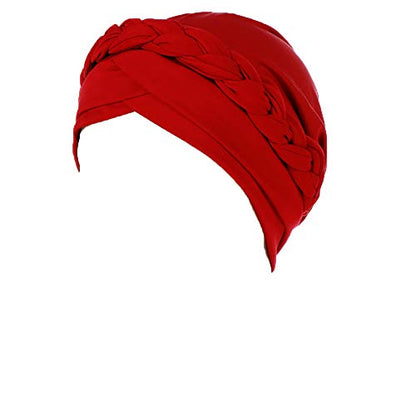 Cancer Chemo Beanies Bandana Headwrap Cap Satin Bonnet Head Scarf Hijab Braid Silky Turban Hats for Women - color: Red