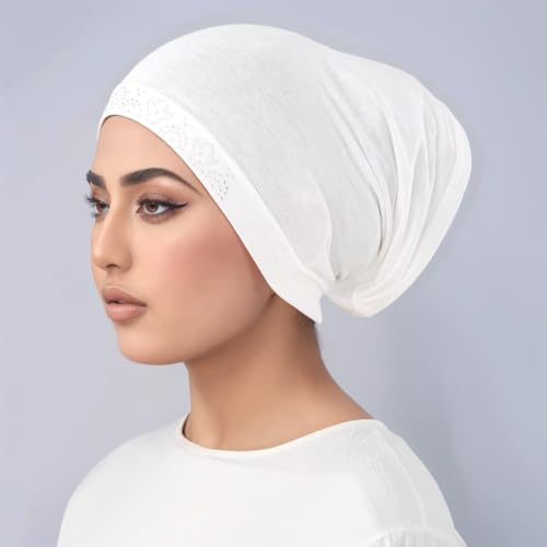 Yeieeo Women's Stretch Tube Hijab UnderCap Solid Color Hijab Headscarf For Women Lightweight Hats Breathable Liner 2pcs/4pcs - color: Black+white 1