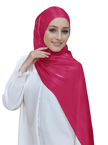 Lina & Lily Sheen Shimmer Women's Crepe Scarf Shawl Wrap Head Hijab Lightweight - color: Dark Pink