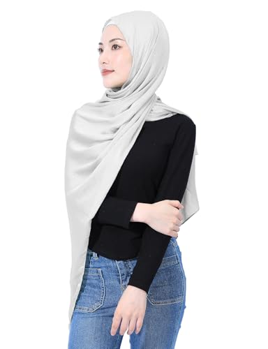 Luxury Silky Satin Hijab for Women, Shimmer Crinkle Muslim Head Scarf, Graceful Feminine Charm - color: White
