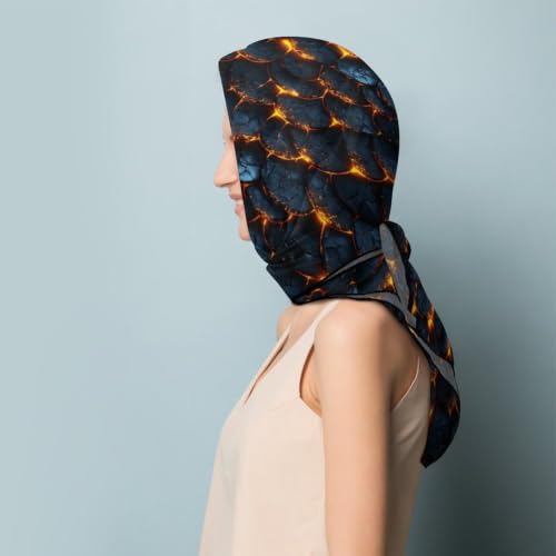 Women’s Square Scarf 27"x27", Lightweight Chiffon Satin Feel Fashion Scarf for Neck Hair Band Head Wrap Bag Accessory - color: Dragon Scale Glow Effect
