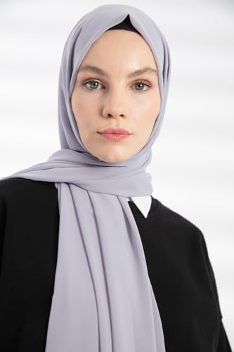Chiffon Hijab Scarf For Women - Made in Turkiye - color: Gray