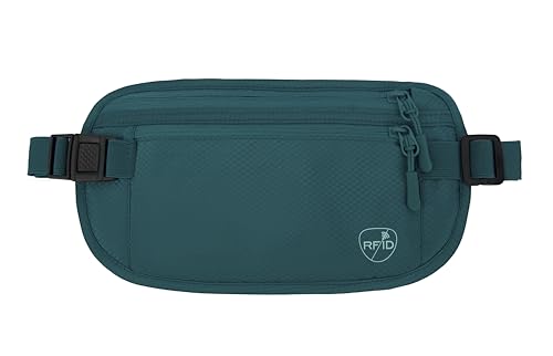 SUPACOOL Money Belt, Hidden Travel Wallet for Passport, RFID Blocking Passport Pouch, Undercover Fanny Pack(Green) - color: Green