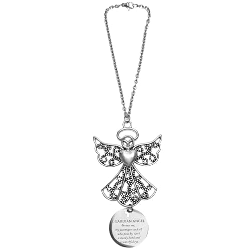 Guardian Angel Car Charm for Rear View Mirror, Religious Car Accessories Hanging Ornament, Inspirational Gift for Women, Teens and New Drivers, Bible Verse Jesus Themed Auto Decor (1.4) - color: 1.4