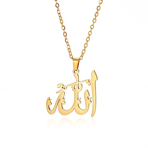 UNIFT Islamic Muslim Allah Layered Necklaces For Women Stainless Steel Charm Water Drop Heart Shape Allah Pendant Double Layer Necklace Islamic Jewelry - color: gold 3