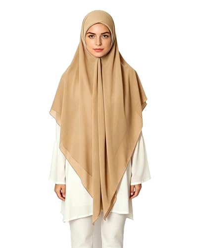 Lina & Lily Premium Chiffon Hijab Head Scarf Shawl Wrap for Muslim Women Square 58'' x 58'' - color: Camel