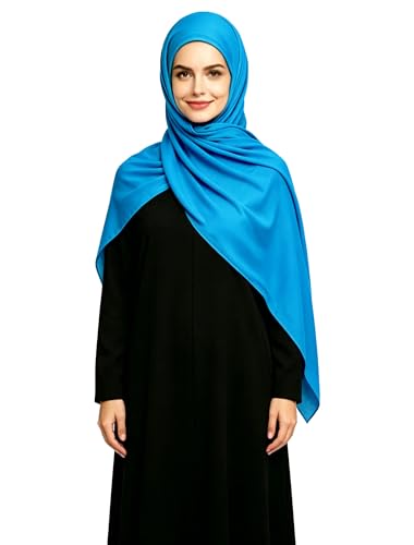 Lina & Lily Non-see-through Premium Jersey Maxi Hijab Head Scarf Wrap for Muslim Women - color: Azure Blue
