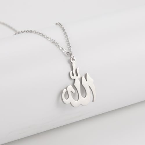 LIKGREAT Allah Necklace Stainless Steel Crescent Moon Allah Pendant Necklace Islamic Muslim Faith Jewelry for Eid Ramadan - style: s1