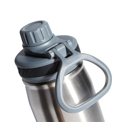 adidas Stainless Steel Metal Water Bottle 20 oz (600 mL) Screw Cap - color: Stainless Steel/Onix Grey/Black